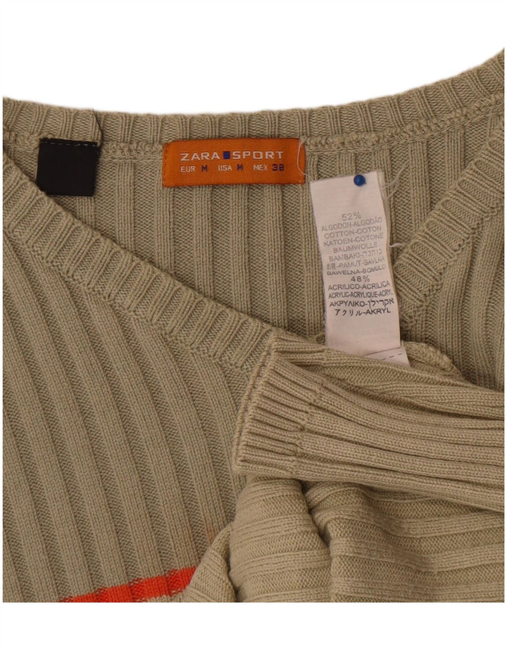 Zara Pull col V en coton color block beige moyen pour homme