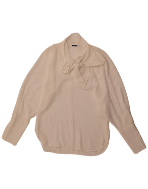 Sisley Femme Chemisier Coupe Ample à Nouer sur le Devant Top UK 6 XS Polyester Blanc Cassé