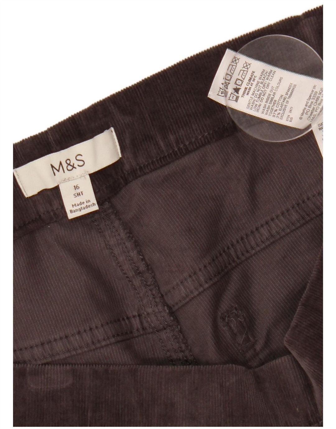 Marks & Spencer Pantalon court en velours côtelé pour femme UK 16 Large W30 L25 Gris