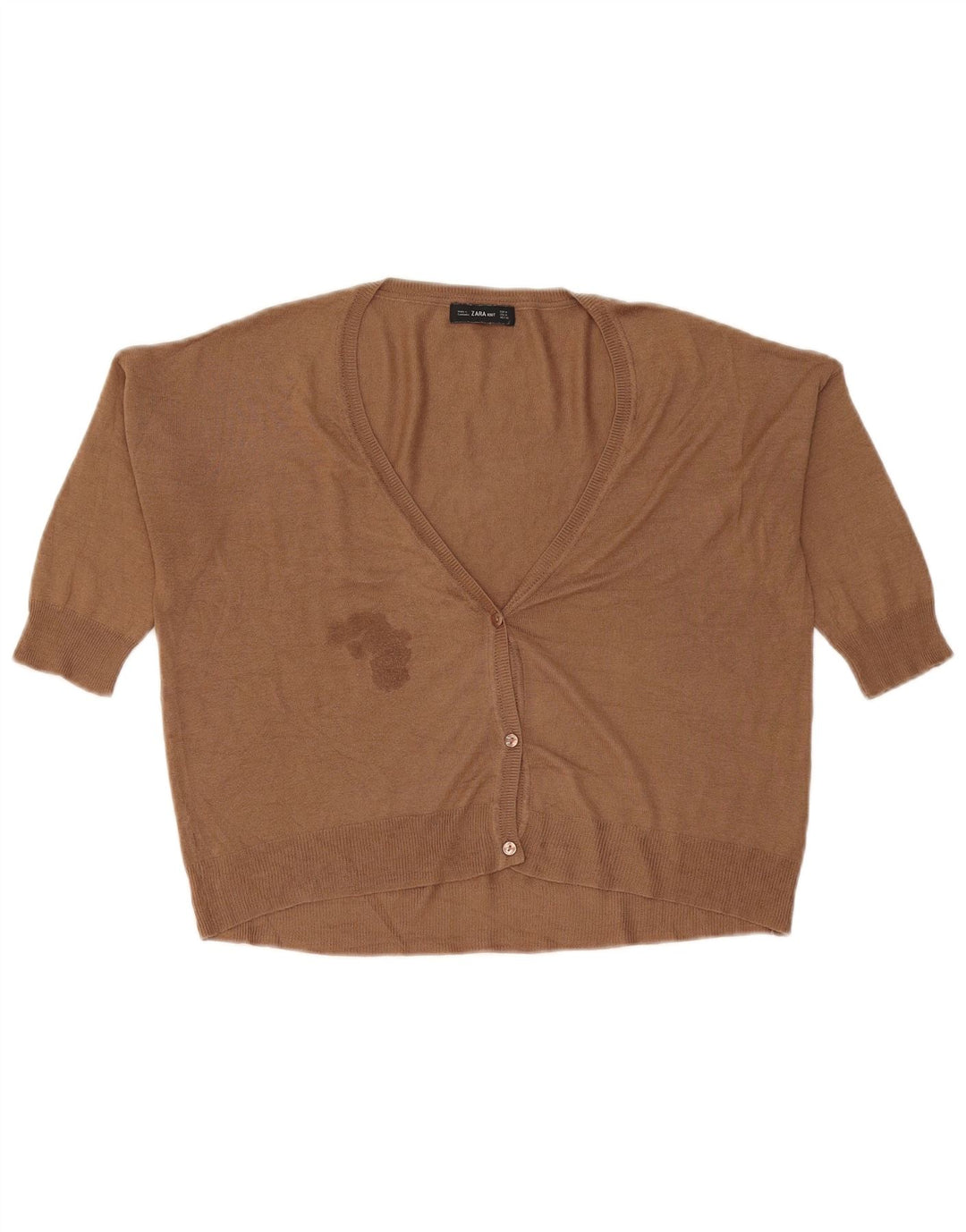 Zara Cardigan surdimensionné à manches 3/4 pour femme UK 14 Marron moyen