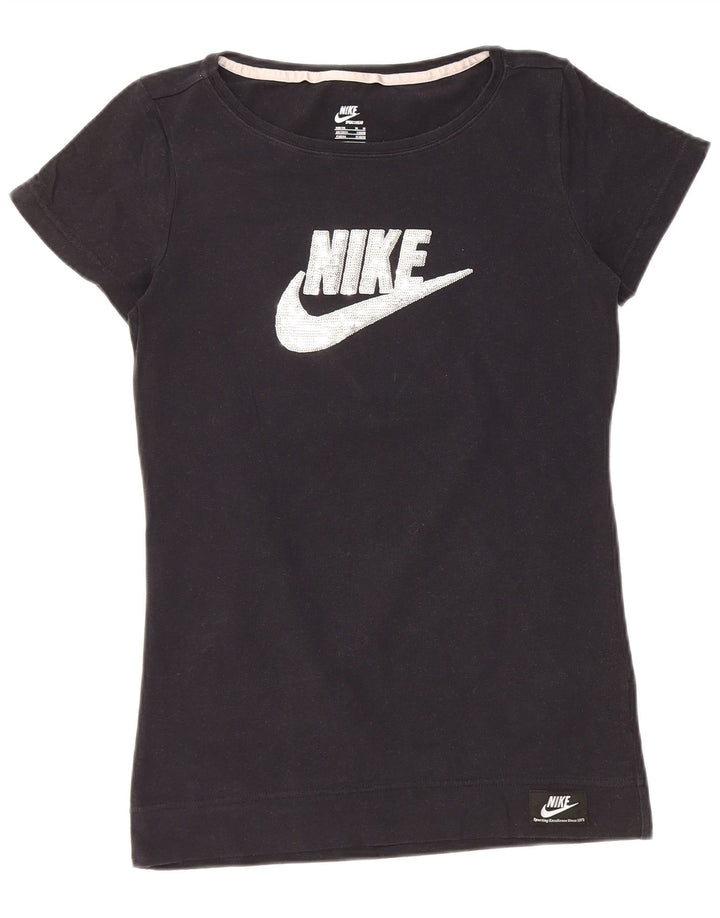 NIKE T-shirt graphique pour femme UK 12/14 Noir moyen