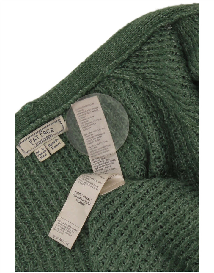 Fat Face Pull Cardigan Ouvert pour Femme UK 12 Acrylique Vert Moyen
