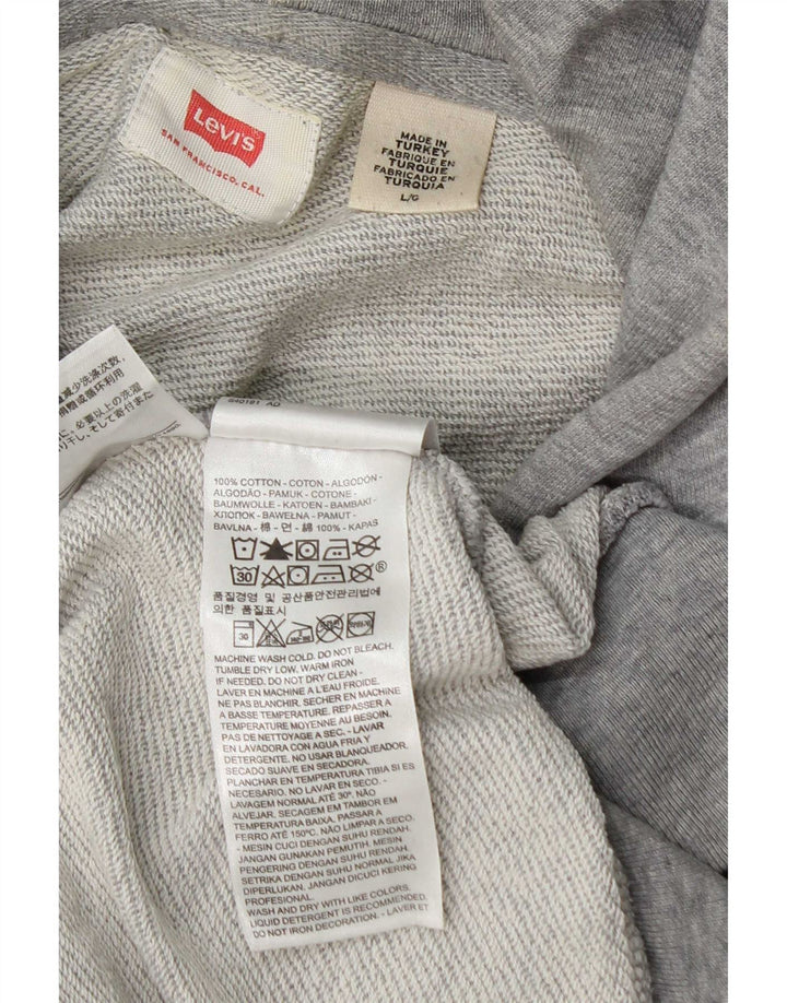 Levi's Pull à Capuche Graphique Homme Gris Coton Large