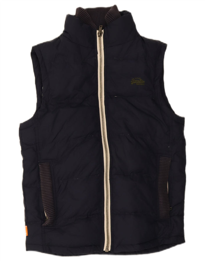 Superdry Gilet rembourré pour homme UK 38 Medium Bleu Marine Nylon