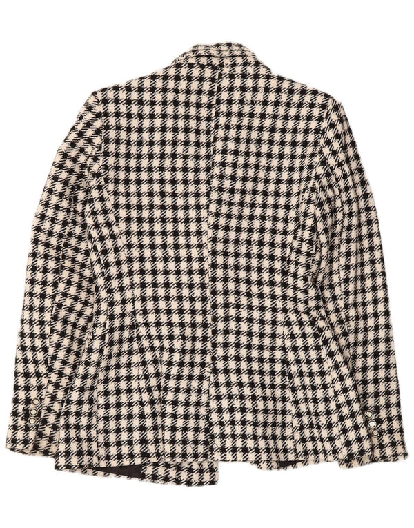 Zara Veste Blazer Double Boutonnage Femme UK 6 XS Noir Vichy Polyester