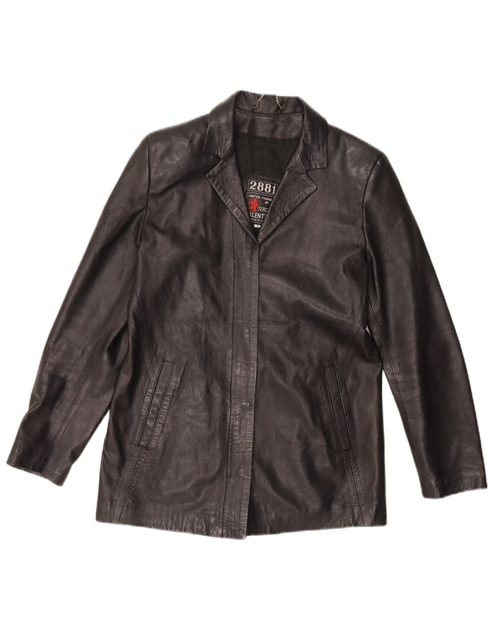 SERGIO VALENTINO Womens Leather Jacket IT 42 Medium Black Leather