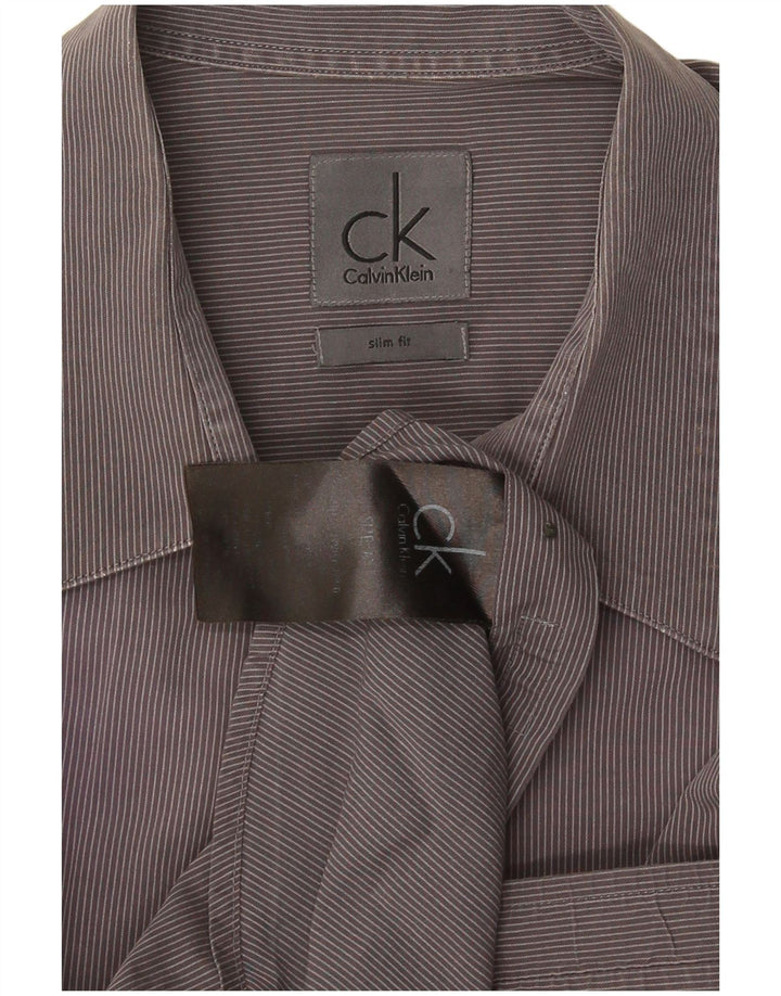 Calvin Klein Chemise Slim Fit Homme Gris Moyen Rayé