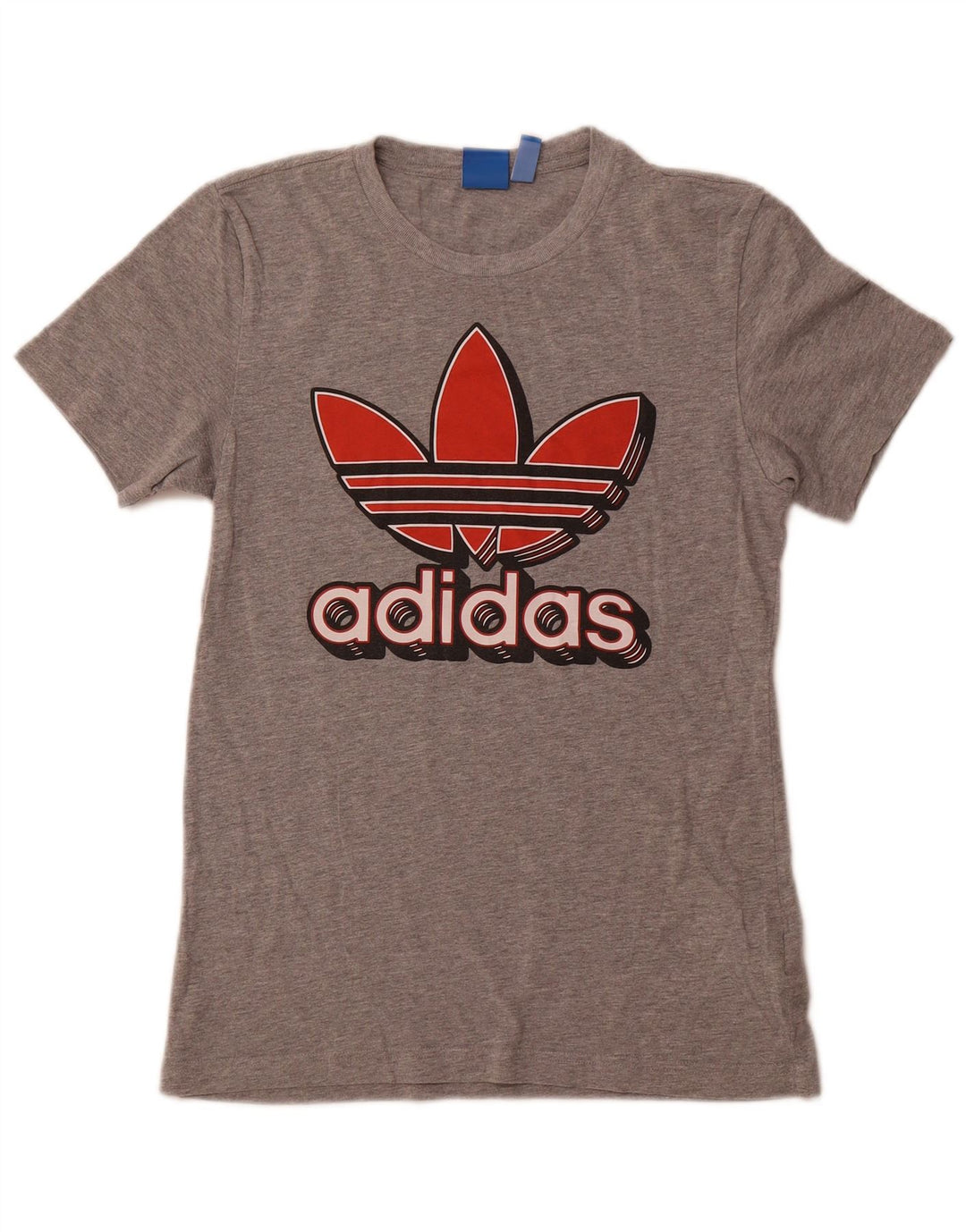 ADIDAS T-shirt graphique pour femme UK 10 Petit coton moucheté gris