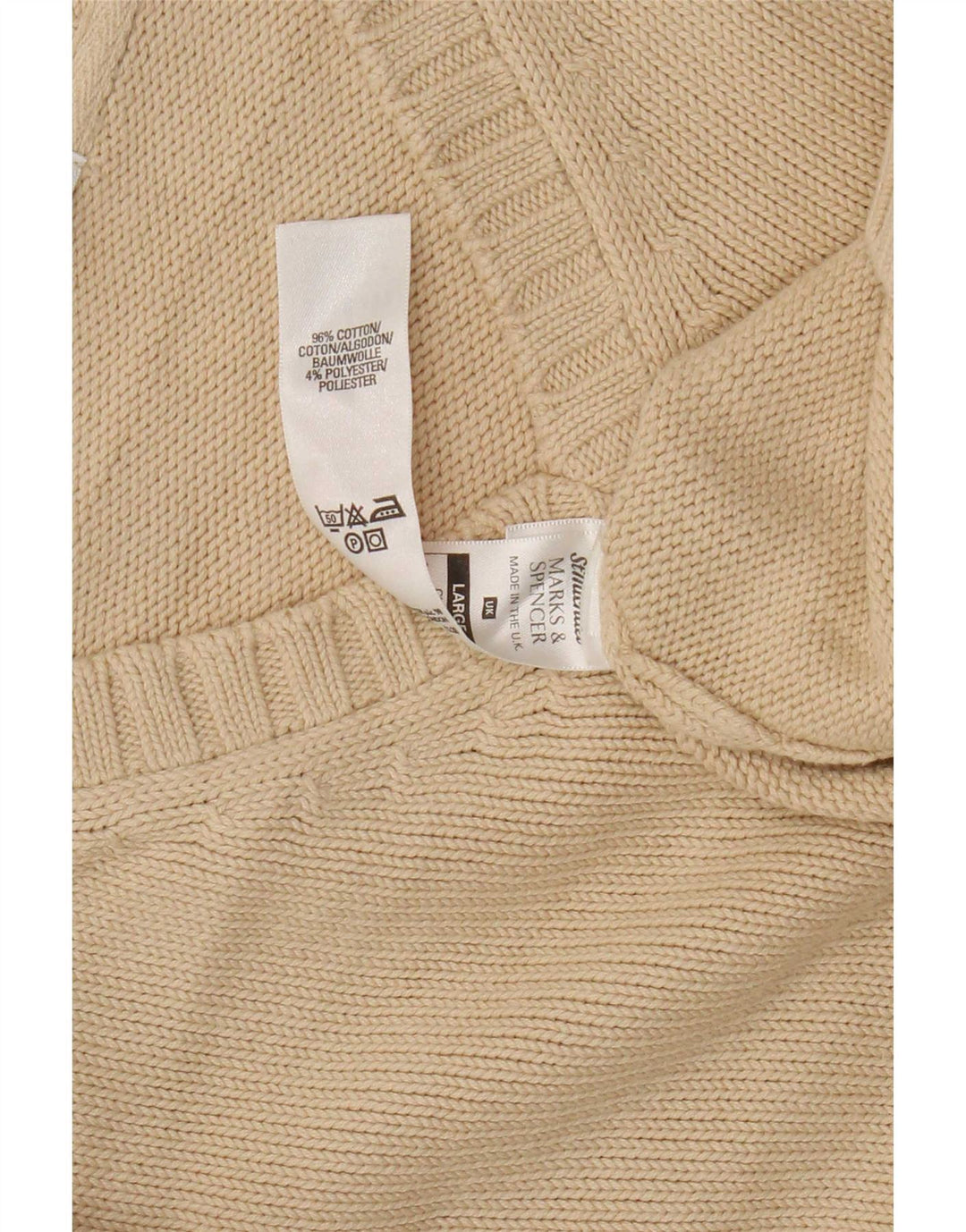 Marks & Spencer Pull col V pour homme en coton beige Large