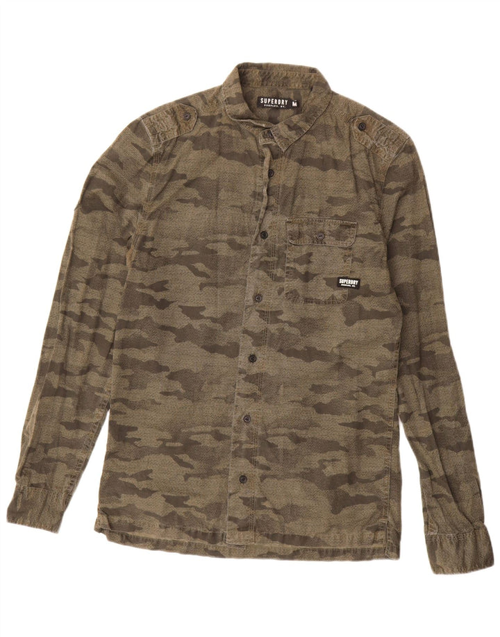 Superdry Chemise Militaire Kaki Moyen Camouflage Coton Homme