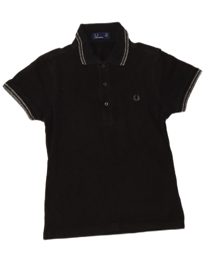 Fred Perry Polo Femme UK 10 Petit Coton Noir