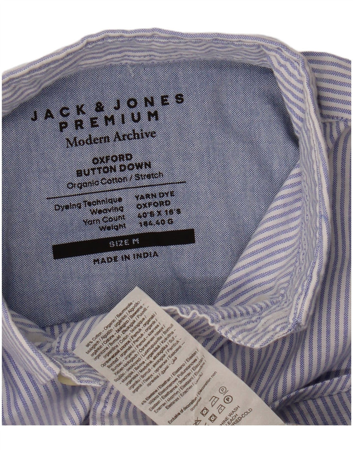 Jack & Jones Chemise Oxford Homme Bleu Moyen en Coton à Fines Rayures