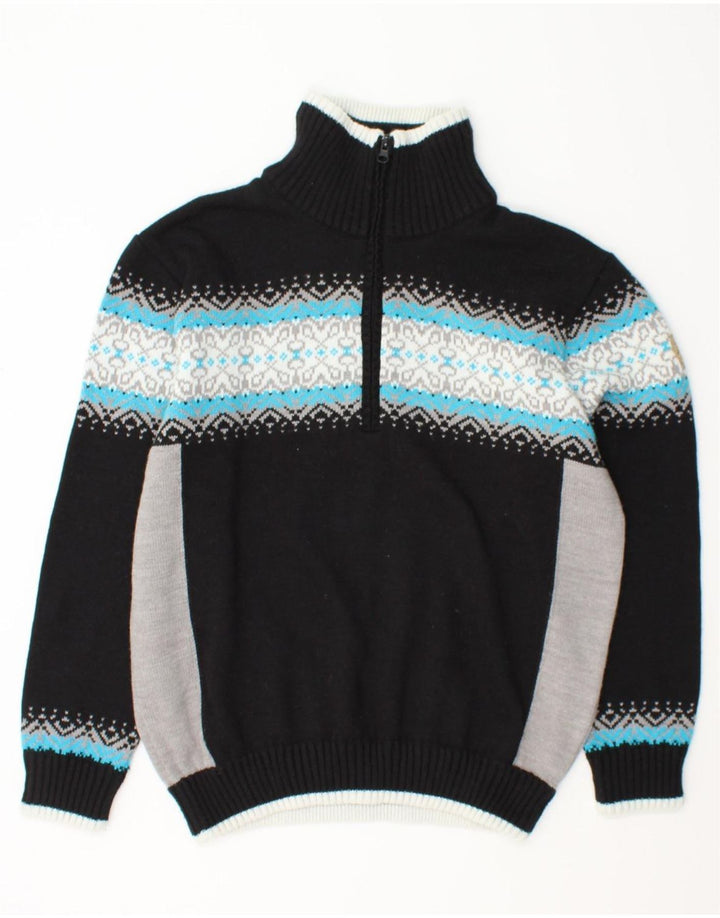 CMP Womens Zip Neck Jumper Sweater UK 14 Medium Black Fair Isle Acrylic Vintage CMP and Second-Hand CMP from Messina Hembry 
