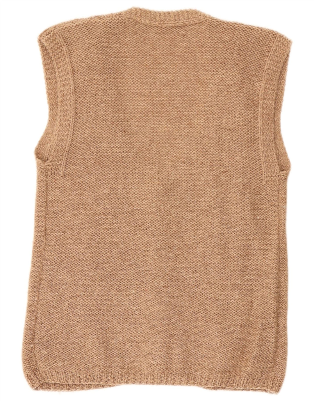 vintage Mens Cardigan sans manches Pull Petit Beige