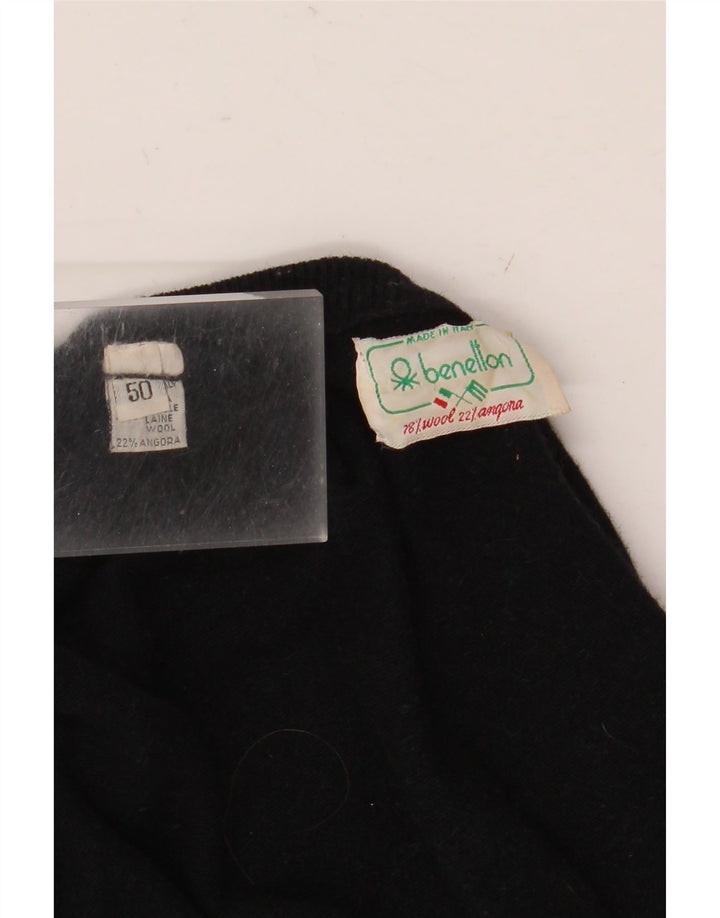 Benetton Pull Col Rond Femme IT 50 XL Laine Noir