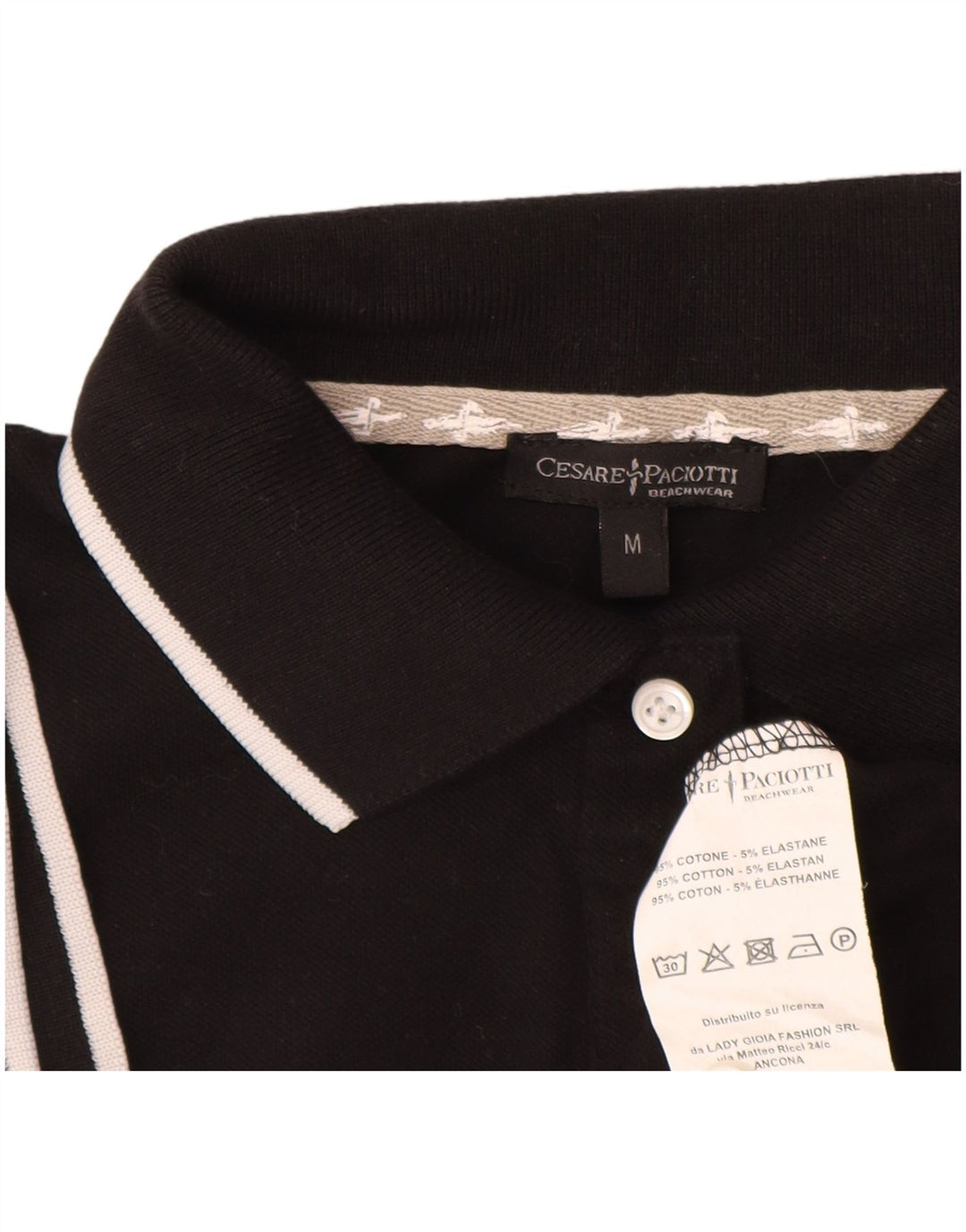 Cesare Paciotti Polo Femme UK 12 Coton Noir Moyen