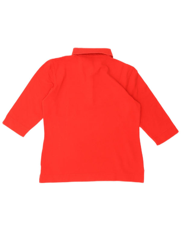 Tommy Hilfiger Polo à manches 3/4 pour femme UK 10 Petit coton rouge