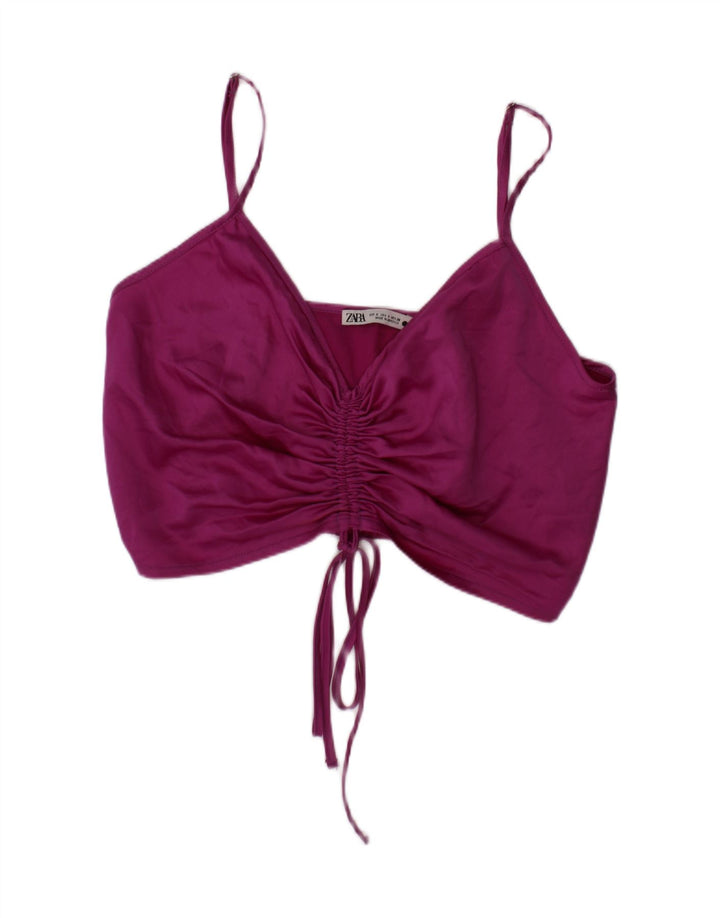 Zara Femme Crop Top Petit Violet Polyester