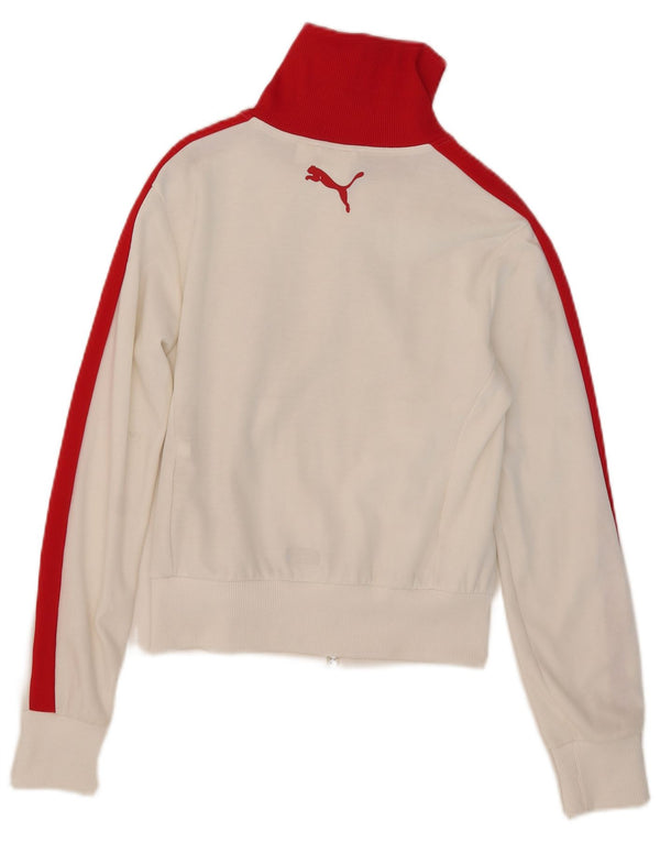 Puma Veste de survêtement courte pour femme UK 10 Small Blanc Colourblock