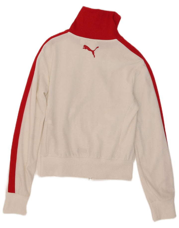 Puma Veste de survêtement courte pour femme UK 10 Small Blanc Colourblock