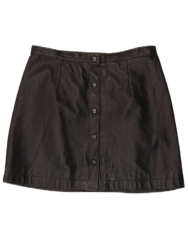 vintage Femme Mini Jupe En Cuir W30 Moyen Noir