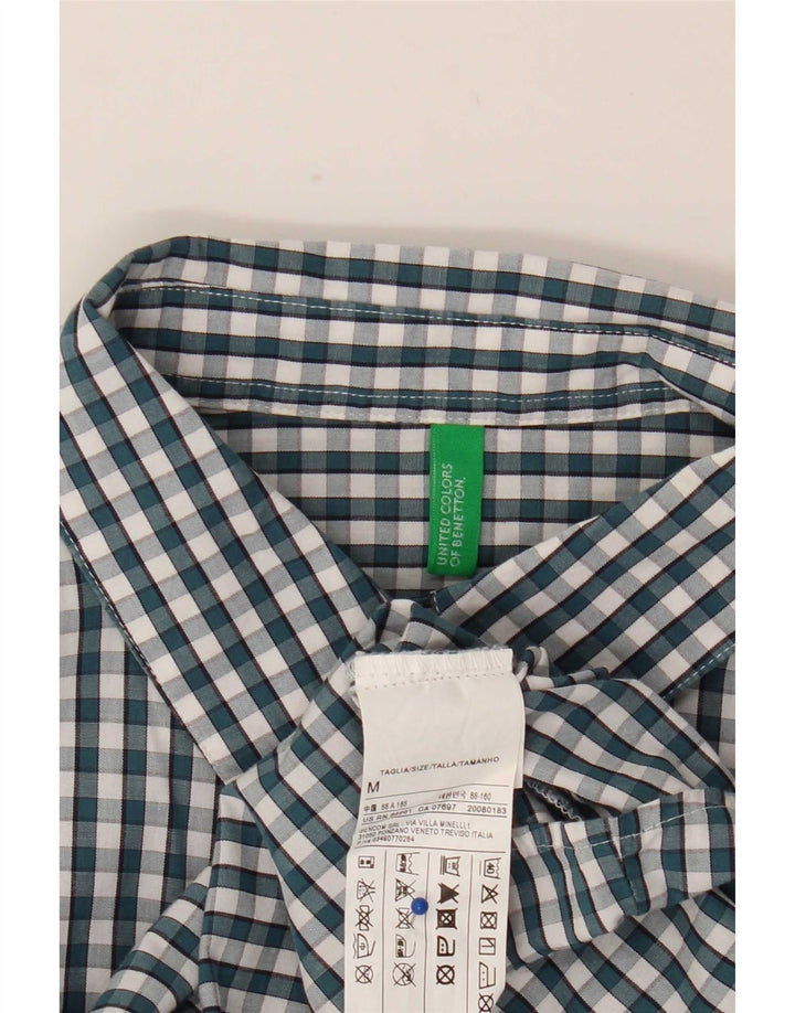 Benetton Chemise Femme UK 12 Coton Vichy Vert Moyen