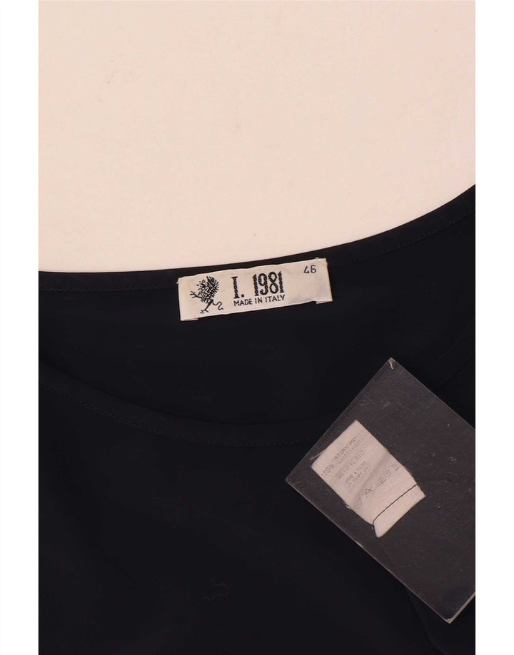 Marly's 1981 Chemisier Femme Top IT 46 Large Bleu Marine Polyester