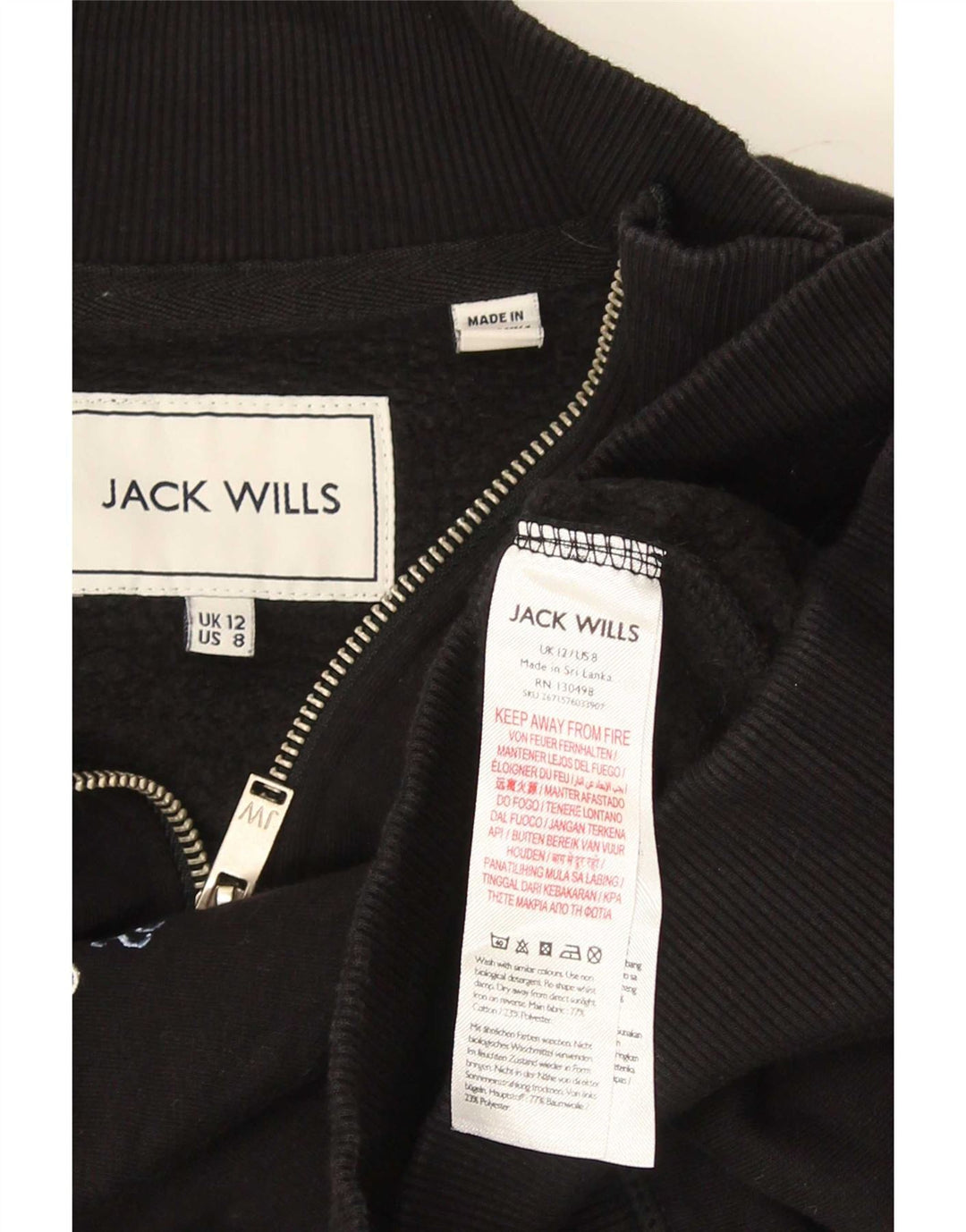 Jack Wills Sweat-shirt graphique surdimensionné pour femme UK 12 Noir moyen
