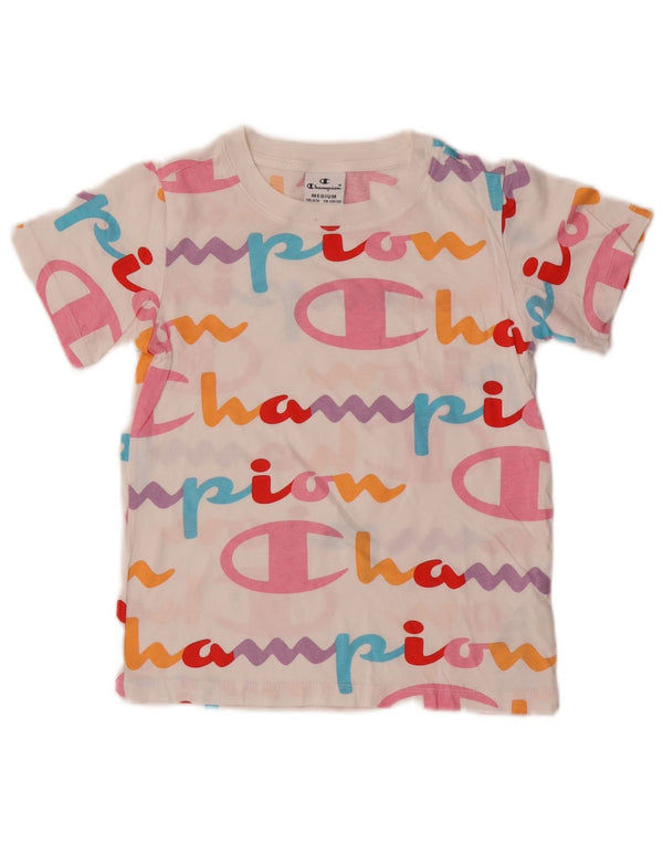 Champion T-Shirt Graphique Fille 9-10 Ans Coton Blanc Moyen