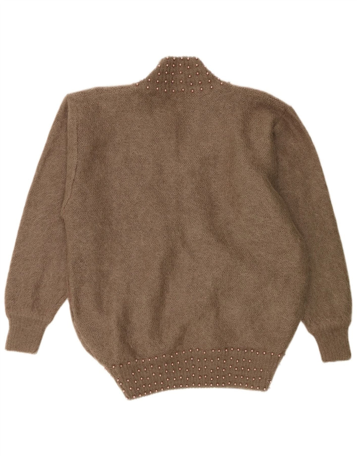 FLORENTIA Pull cardigan surdimensionné pour femme UK 14 Marron moyen à pois