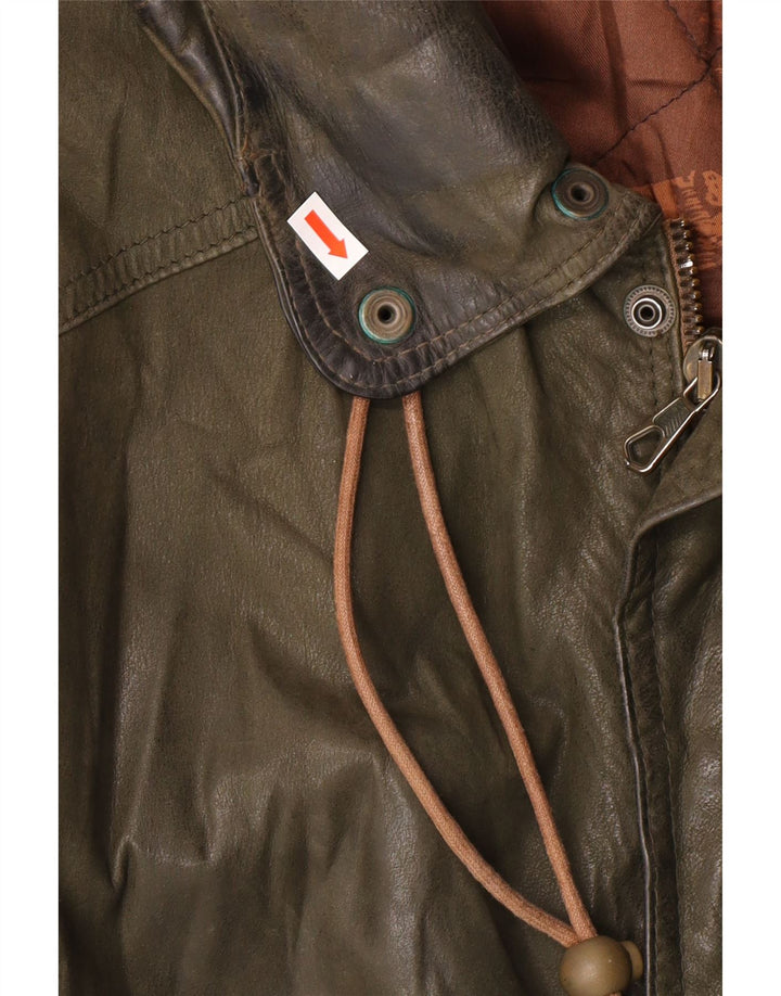 veste en cuir homme vintage IT 52 XL Cuir Kaki