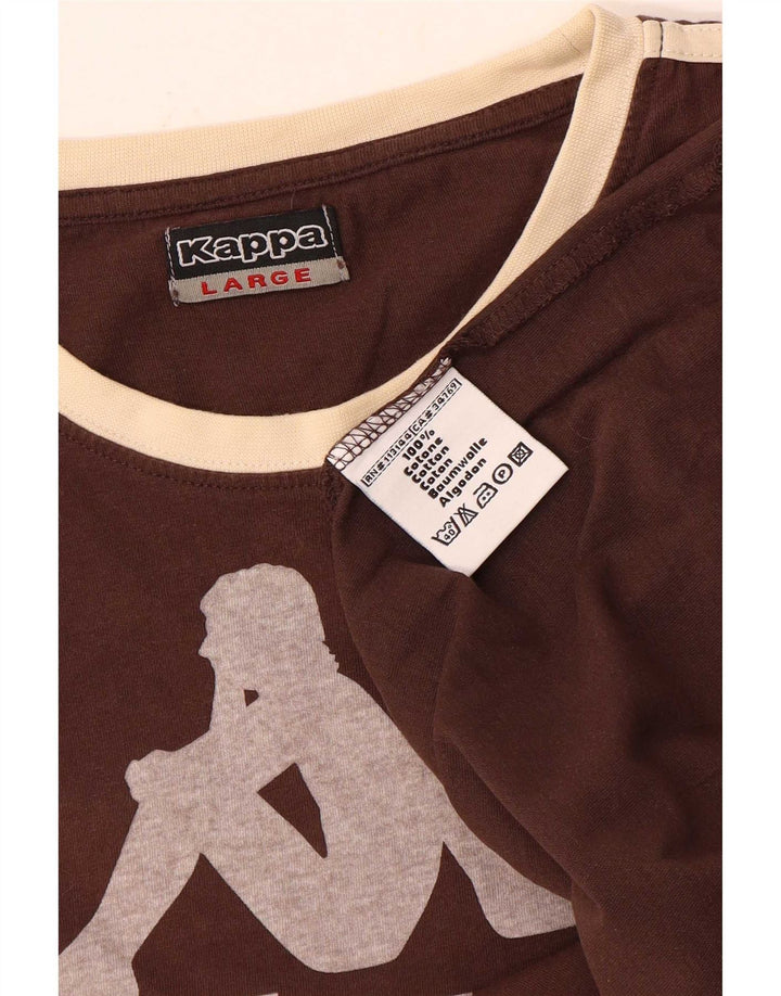 Kappa Mens Graphic T-Shirt Top Large Marron Coton