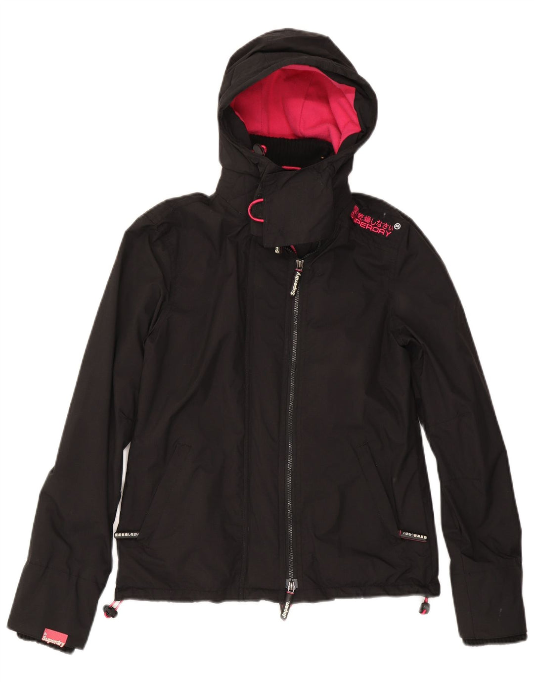 Superdry Veste coupe-vent à capuche pour femme UK 10 Petit nylon noir