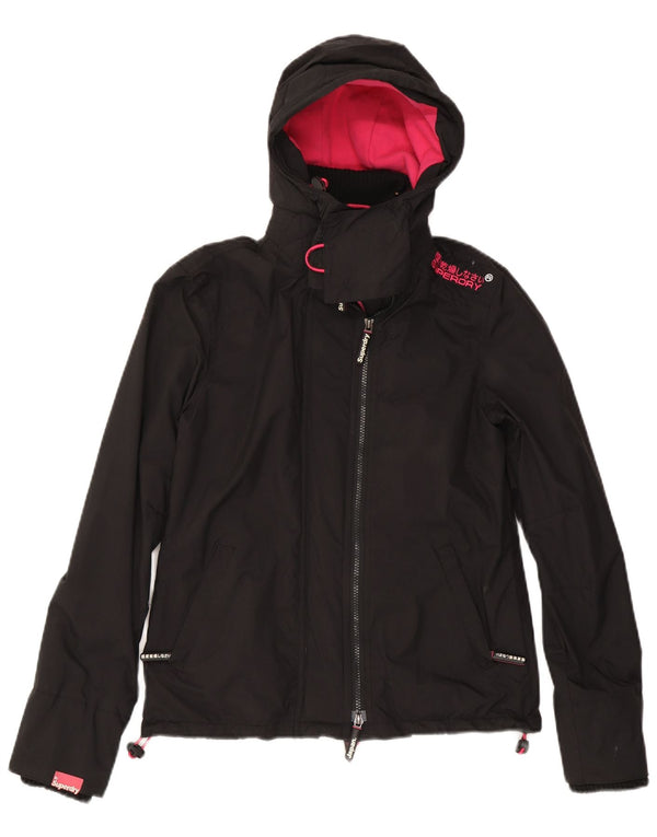 Superdry Veste coupe-vent à capuche pour femme UK 10 Petit nylon noir