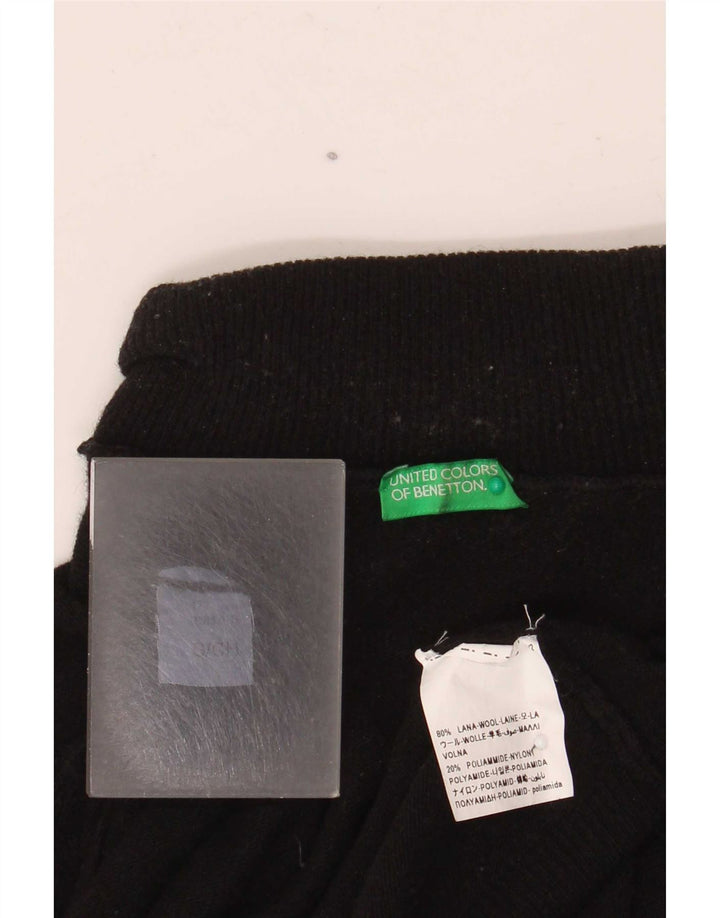 Benetton Pull col roulé pour femme UK 10 Petite laine noire