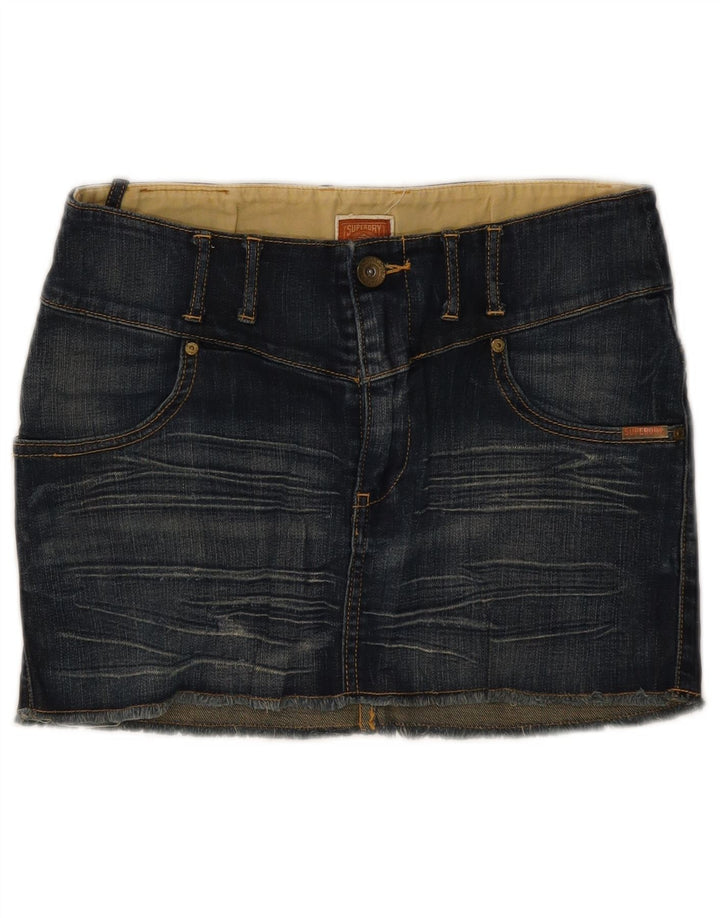 SUPERDRY Femme Mini Jupe En Jean W30 Bleu Moyen Coton