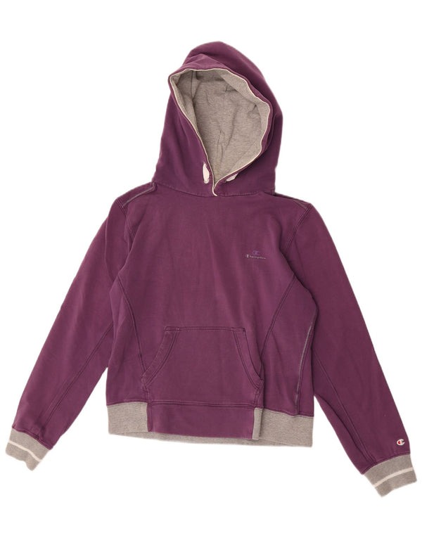 Champion Sweat à capuche court pour femme UK 16 Large Violet Colourblock Coton