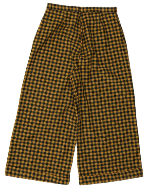 Pantalon Capri taille haute femme vintage W28 L22 Vichy jaune