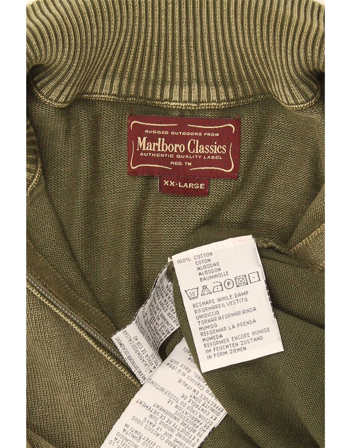 Marlboro Classics Pull à col zippé pour homme 2XL Coton kaki