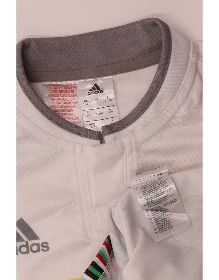 Adidas Garçons Graphic T-Shirt Top 9-10 ans Blanc Polyester