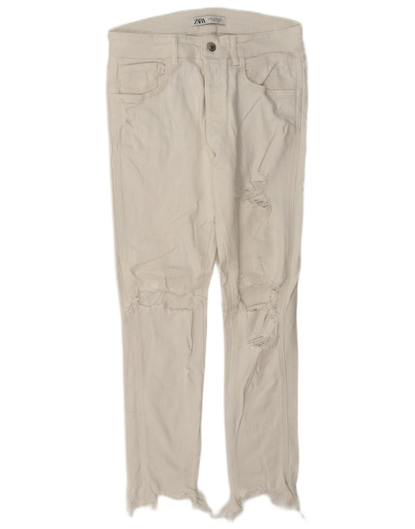 Zara Jeans slim en détresse pour hommes EU 38 Small W30 L27 coton blanc