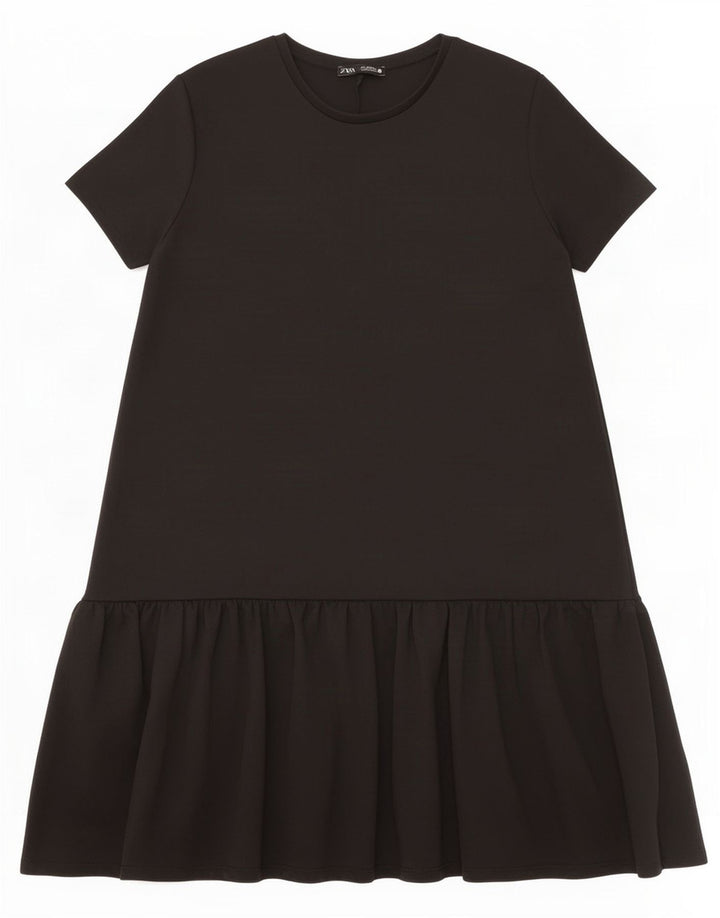 Zara Robe à volants pour femme UK 10 Petit Noir Polyester