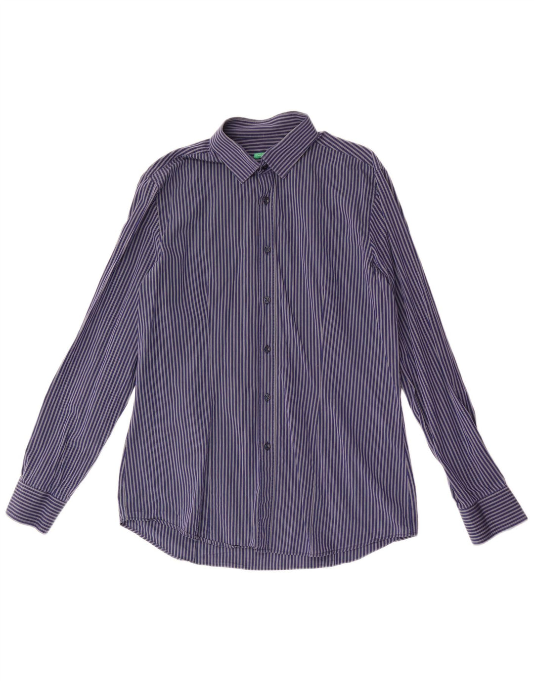 BENETTON Chemise Homme Bleu Marine Moyen Rayure Fine