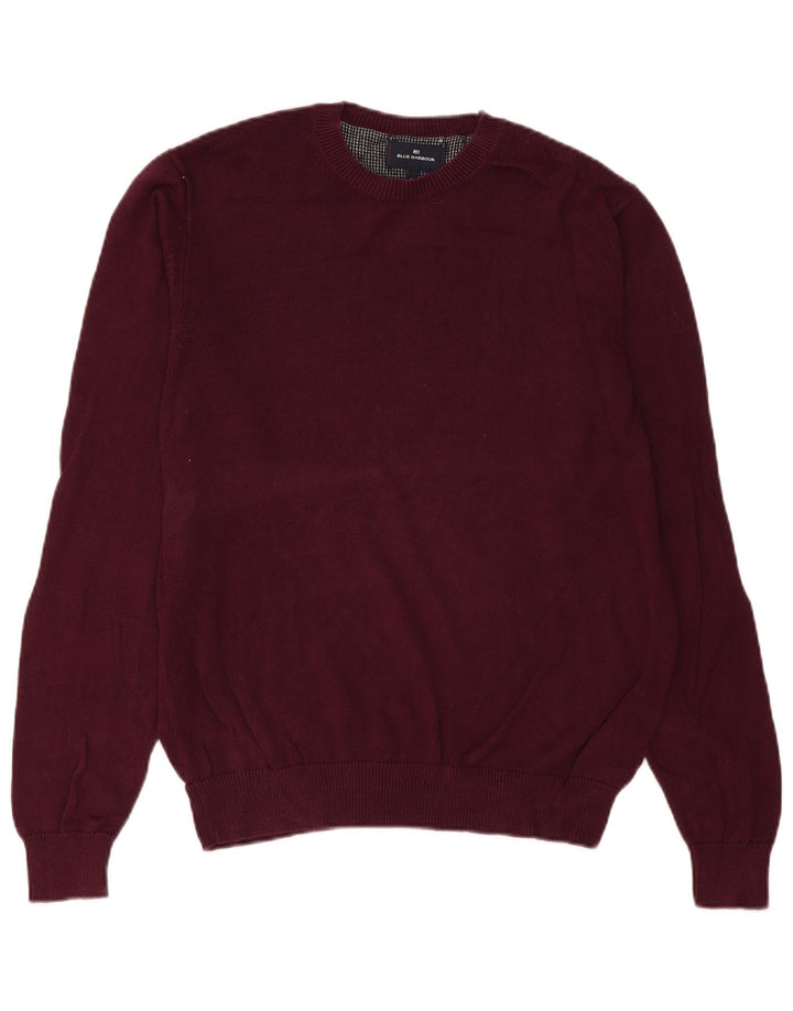Marks & Spencer Pull à col rond pour homme en coton bordeaux moyen