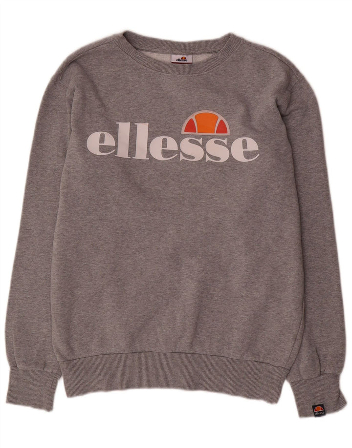 Ellesse Sweat-shirt surdimensionné graphique pour femme UK 8 Small Gris Coton