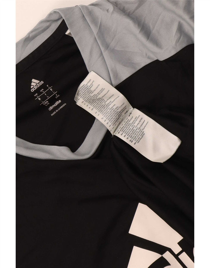 Adidas Hommes Climalite Graphic T-Shirt Top Large Noir Colorblock Polyester