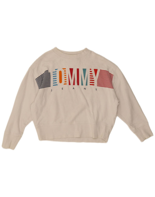 Tommy Hilfiger Pull surdimensionné à manches 3/4 pour femme UK 2 2XS Blanc