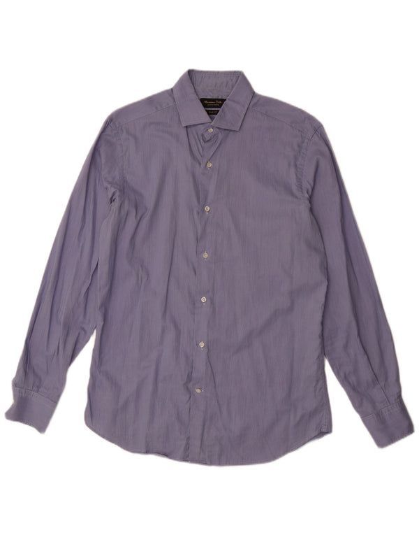 Massimo Dutti Chemise slim fit pour homme Taille 41 16 Grandes rayures bleues