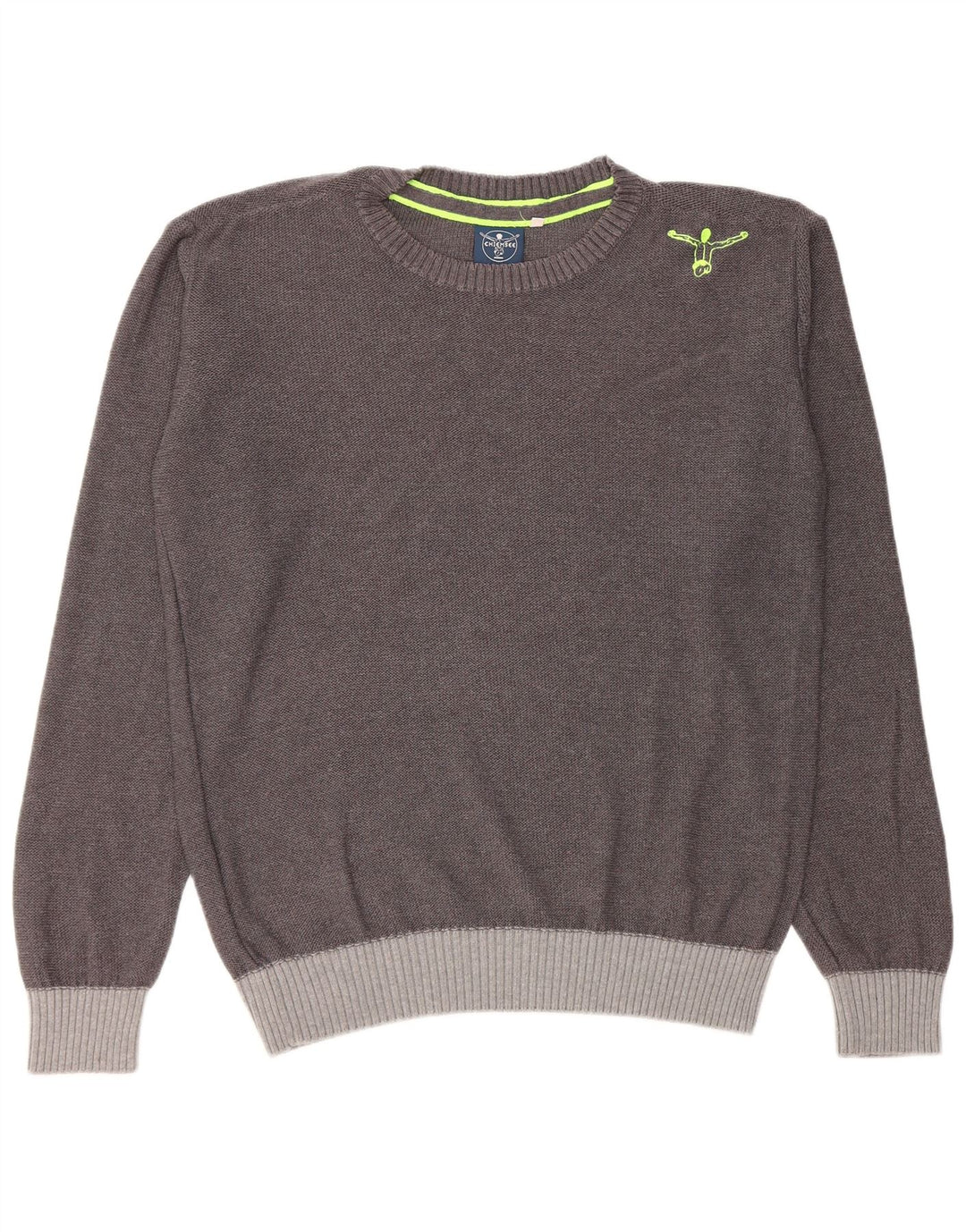 CHIEMSEE Pull à col rond pour homme en coton color block gris moyen
