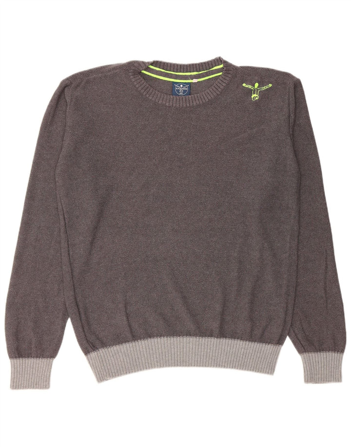 CHIEMSEE Pull à col rond pour homme en coton color block gris moyen